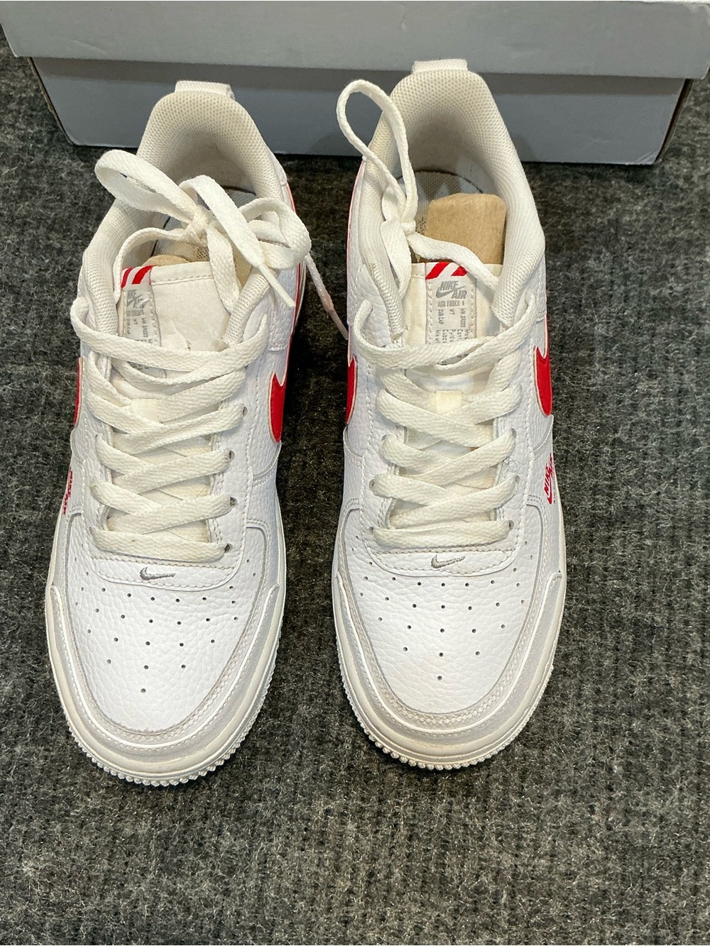Nike Kids White Sneakers with Bright Red Swoosh - Picture 3 of 6